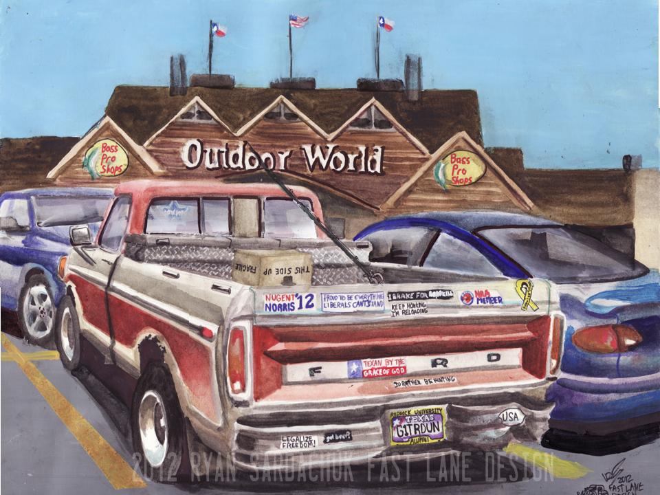 960x720 Redneck 1978 Ford F250 At Bass Pro Shops (Painting By - Ford Painting