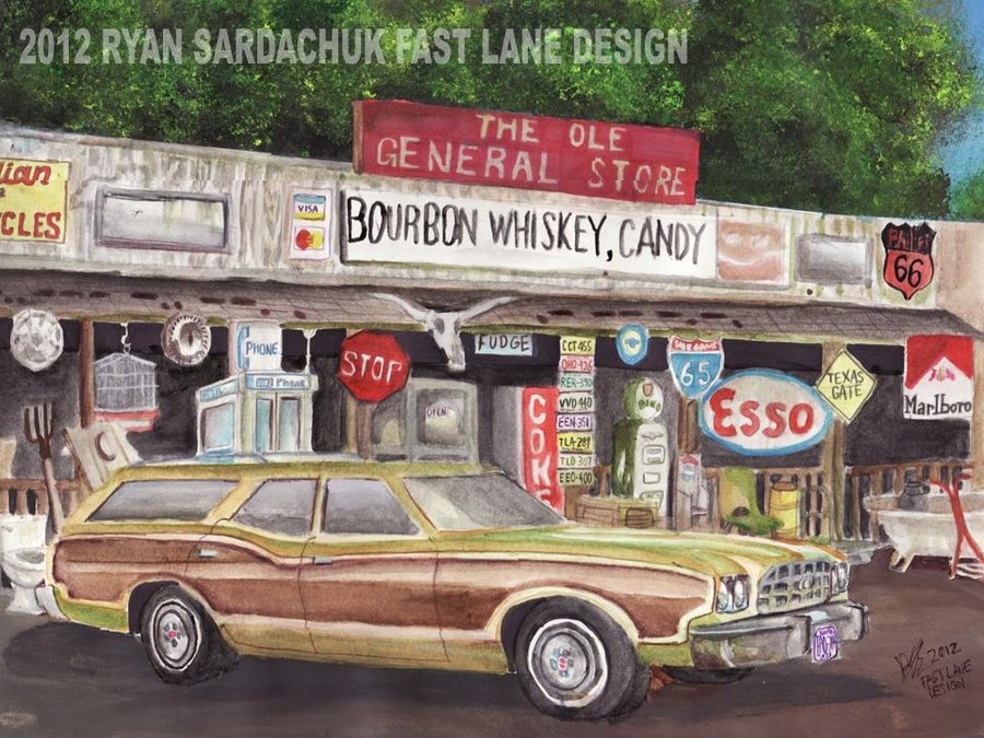 900x675 1973 Ford Torino Country Squire Painting By Fastlaneillustration - Ford Painting