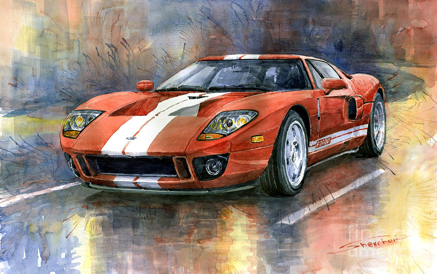 900x565 Ford Gt 40 2006 Painting By Yuriy Shevchuk - Ford Painting