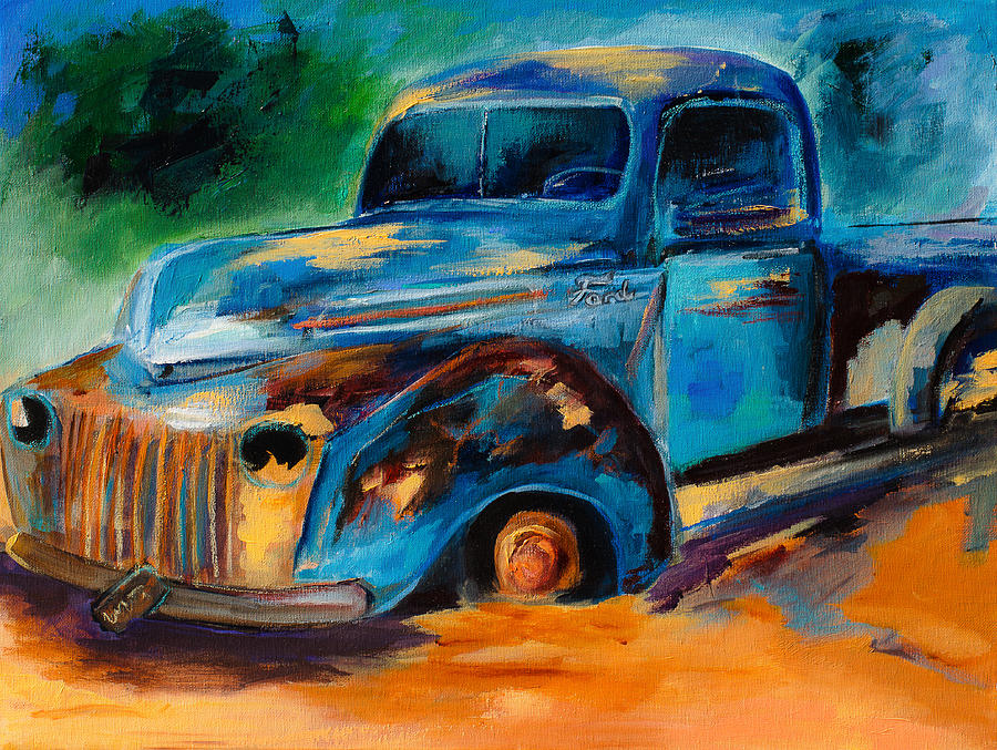 900x677 Old Ford In The Back Of The Field Painting By Elise Palmigiani - Ford Truck Painting