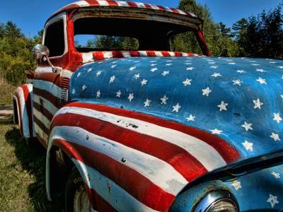 400x300 Old Ford Truck Painted With American Flag Pattern, Rockland, Maine - Ford Truck Painting