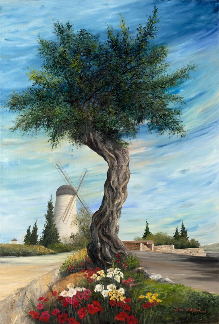 770x1135 Saatchi Art Olive Tree In Foreground Of Sir Moses Montifiore - Foreground Of A Painting