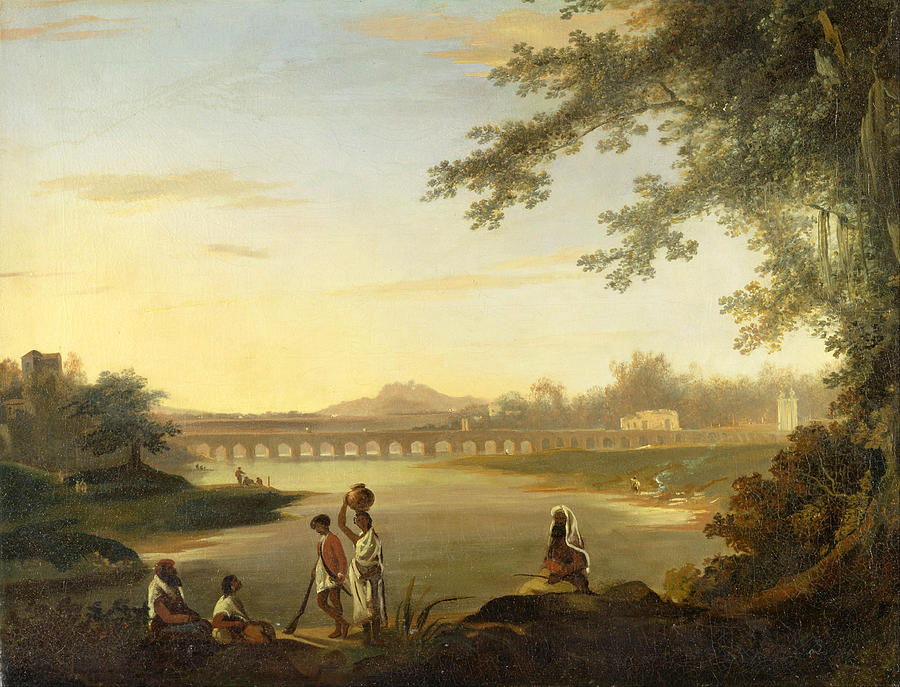 900x687 The Marmalong Bridge With A Sepoy And Natives In The Foreground - Foreground Of A Painting