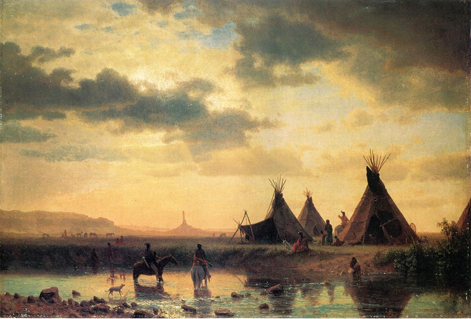 950x643 View Of Chimney Rock Ogalillalh Sioux Village In Foreground - Foreground Of A Painting