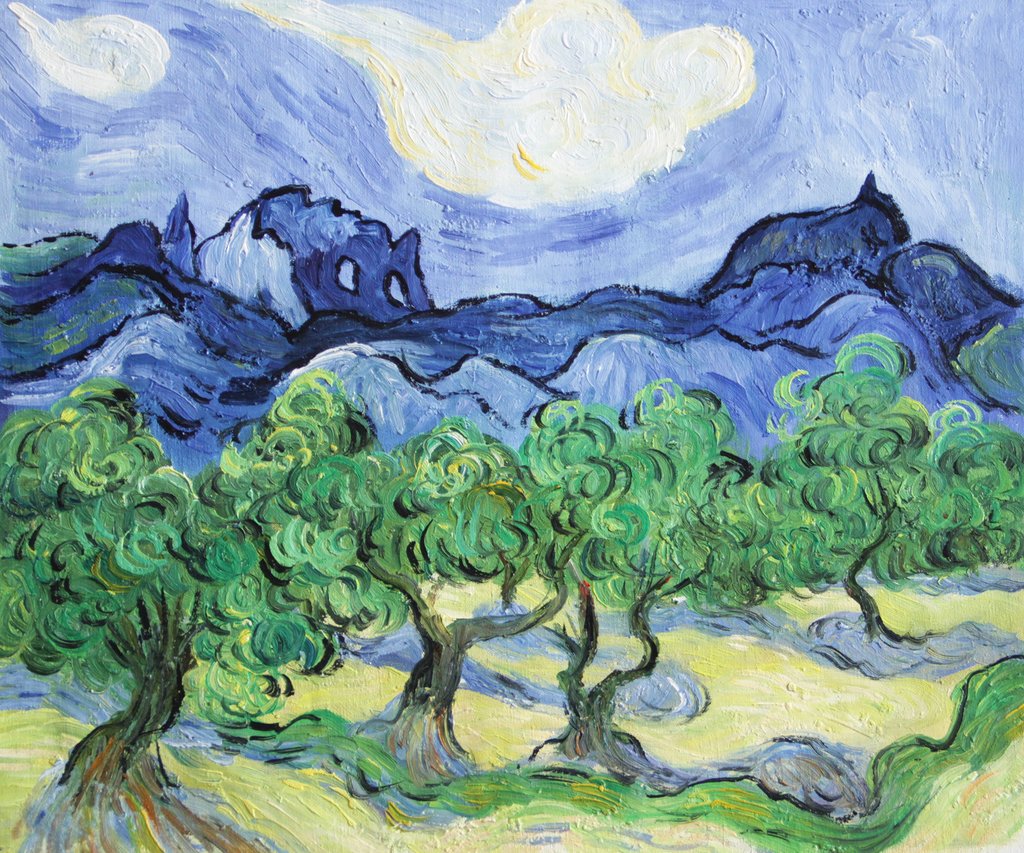 1024x853 Vg80 The Alpilles With Olive Trees In The Foreground Vincent Van - Foreground Painting