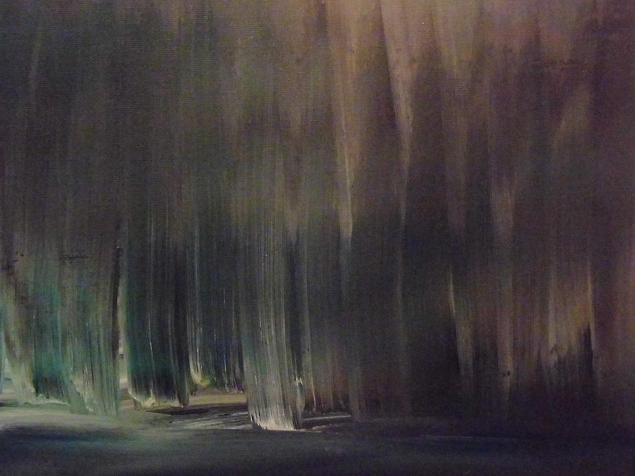 900x675 Forest Abstract Painting By Dm Lane - Forest At Night Painting