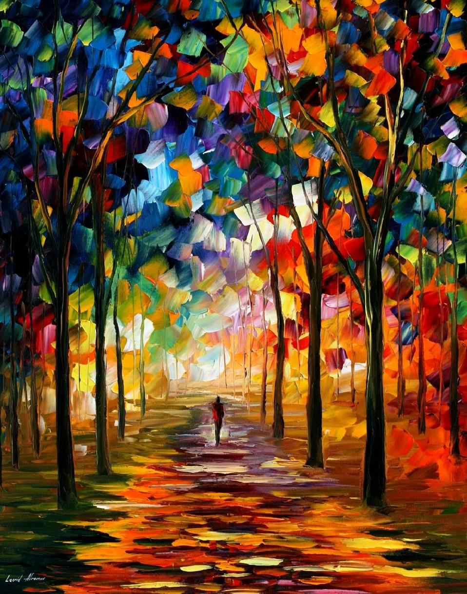 958x1217 Forest Path Palette Knife Oil Painting On Canvas By Leonid - Forest Canvas Painting