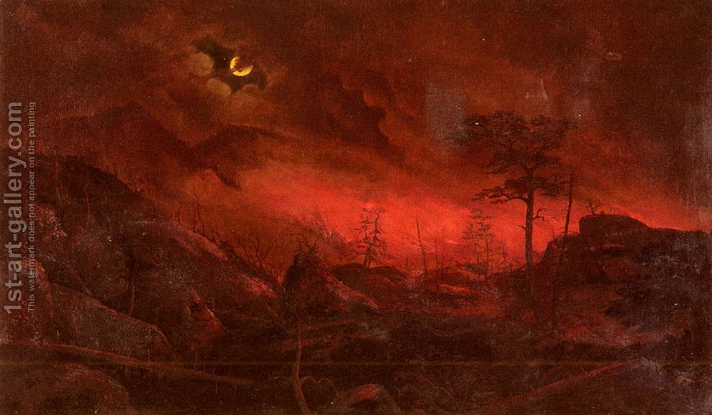 1000x583 Forest Fire Ralph Albert Blakelock Reproduction 1st Art Gallery - Forest Fire Painting
