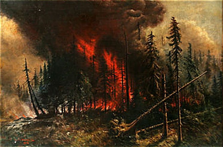746x493 5189 Forest Fire Painting Mystery R Schade Forest Fire Painting - Forest Fire Painting