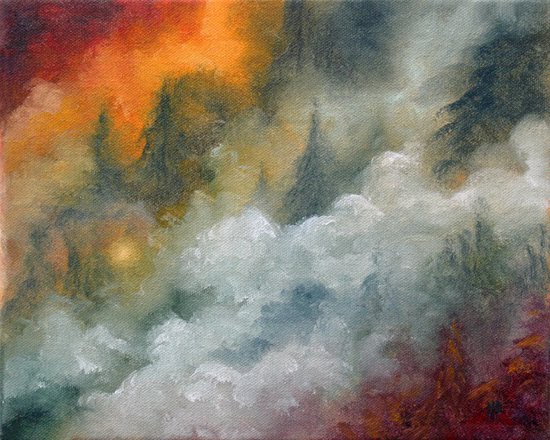 550x440 Marina Petro ~ Adventures In Daily Painting Wildfire Forest Wild - Forest Fire Painting