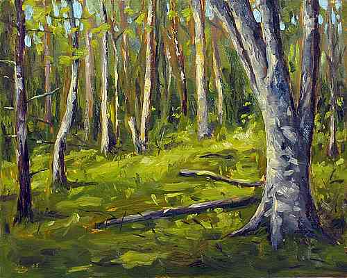 500x400 Forest, Late Afternoon 8x10 In. Oil On Masonite - Forest Landscape Painting