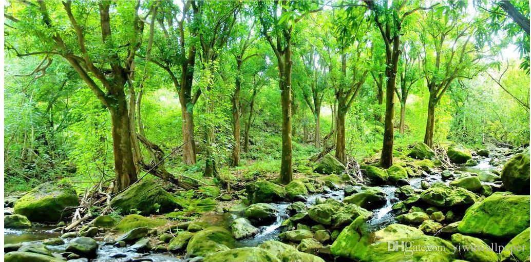 1034x511 Hd Oil Painting Forest Landscape Background Wall Mural 3d - Forest Landscape Painting