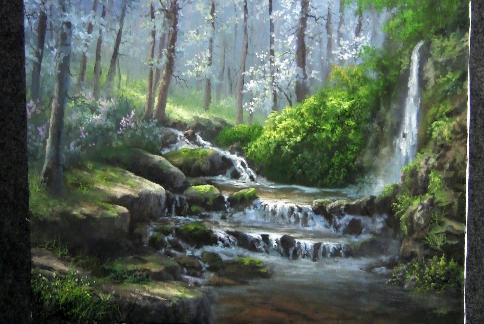 1615x1080 Landscape Painting Misty Forest Creek Paint With Kevin Hill - Forest Landscape Painting