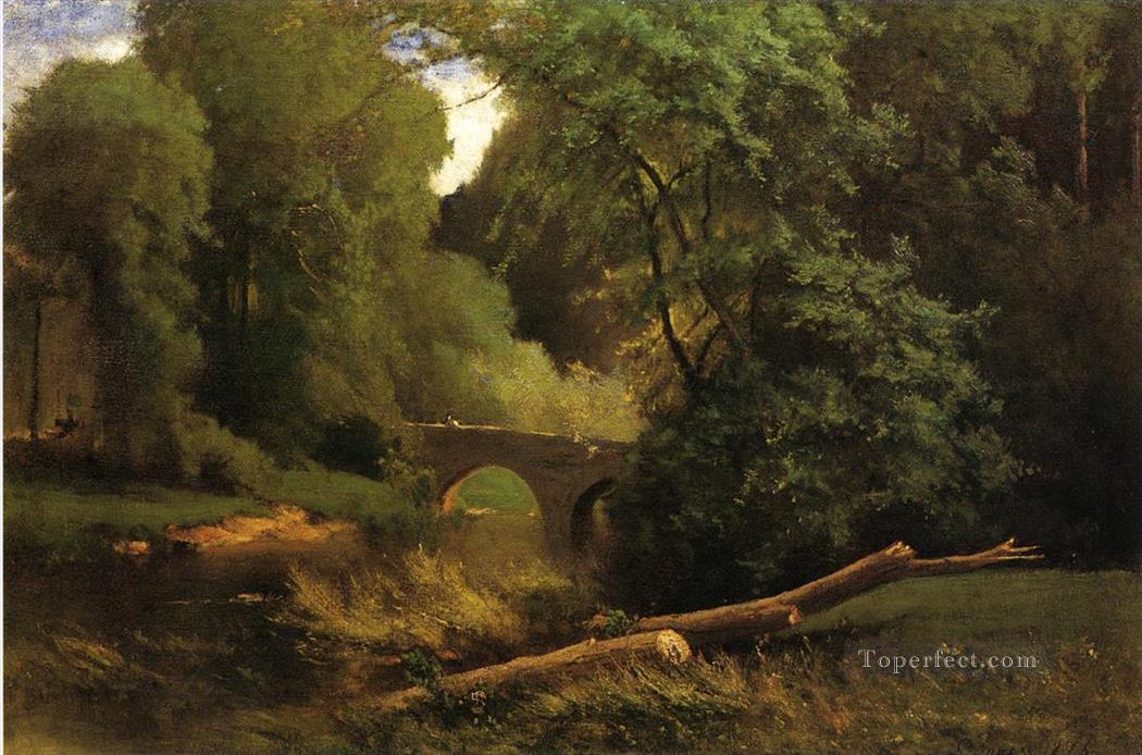 1050x694 Cromwells Bridge Tonalist George Inness Woods Forest Landscape - Forest Landscape Painting
