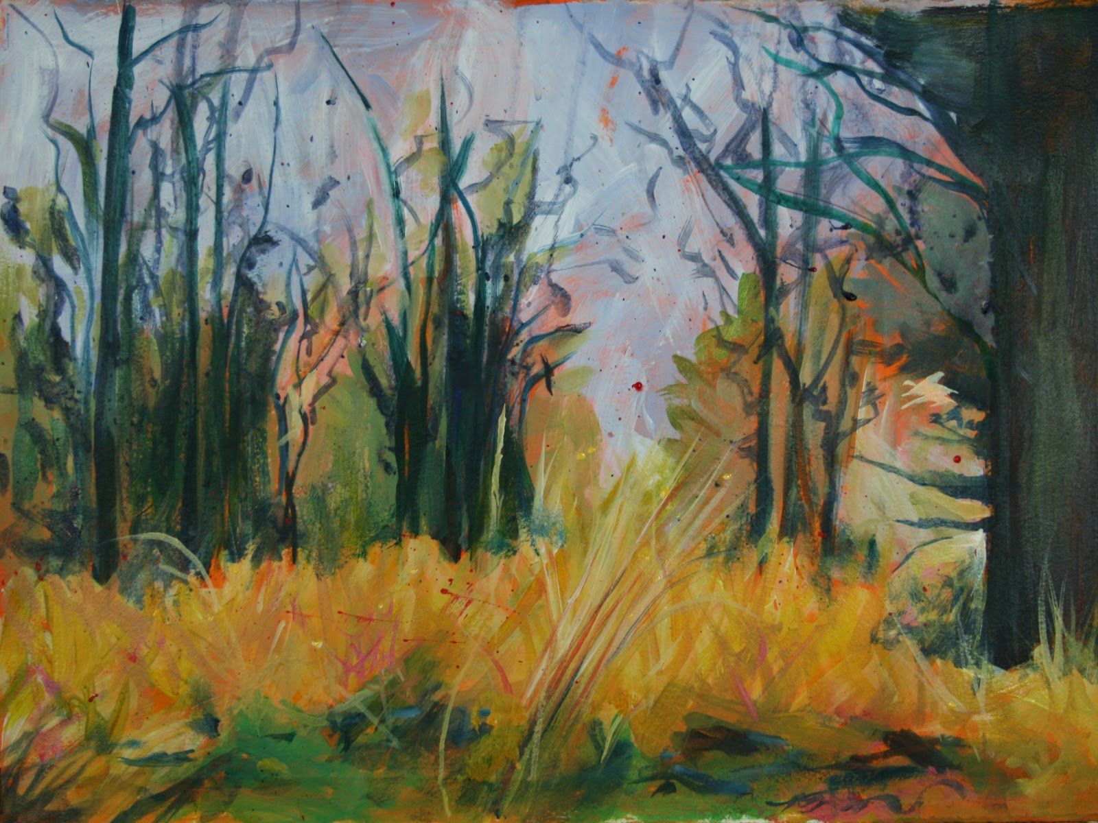 1600x1200 Jo Reimer Grass And Forest Painting - Forest Lawn Painting
