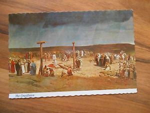 300x225 Old Vintage Postcard The Crucifixion Relgious Painting Jesus - Forest Lawn Painting