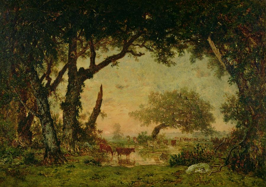 900x633 The Edge Of The Forest At Fontainebleau Painting By Theodore Rousseau - Forest Of Fontainebleau Painting