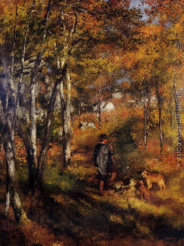 763x1022 The Painter Jules Le Coeur Walking His Dogs In The Forest - Forest Of Fontainebleau Painting