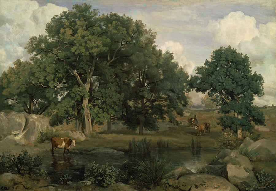 900x624 Forest Of Fontainebleau Painting By Jean Baptiste Camille Corot - Forest Of Fontainebleau Painting