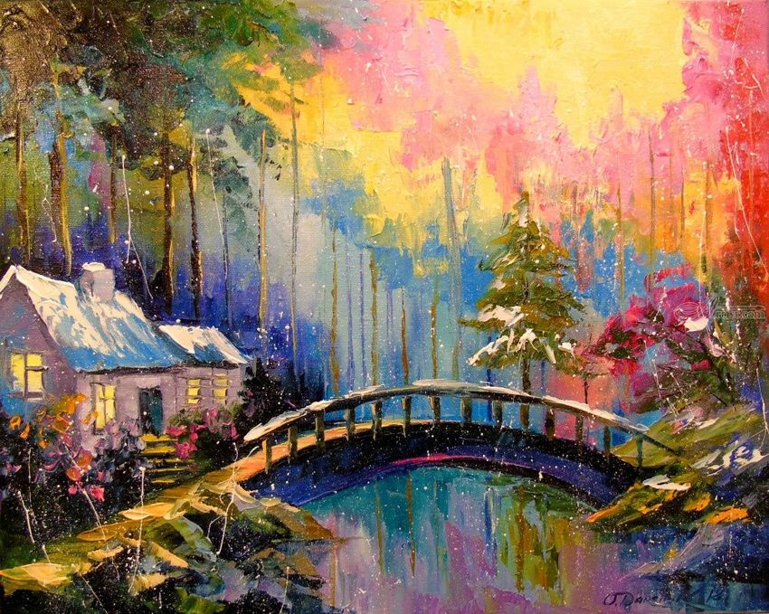850x679 House In The Forest Paintings By Olha Darchuk - Forest Painting