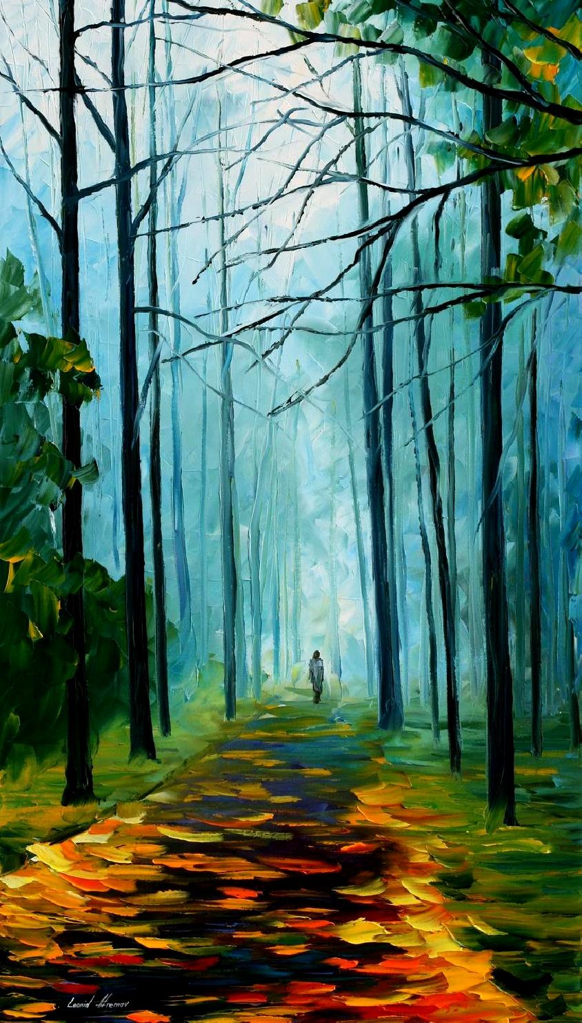 844x1482 Leonid Afremov, Oil On Canvas, Palette Knife, Buy Original - Forest Painting
