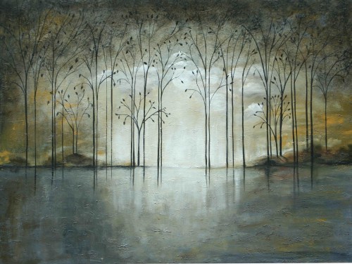 500x376 Made To Order Abstract Forest Landscape Modern Tree Painting - Forest Painting Abstract