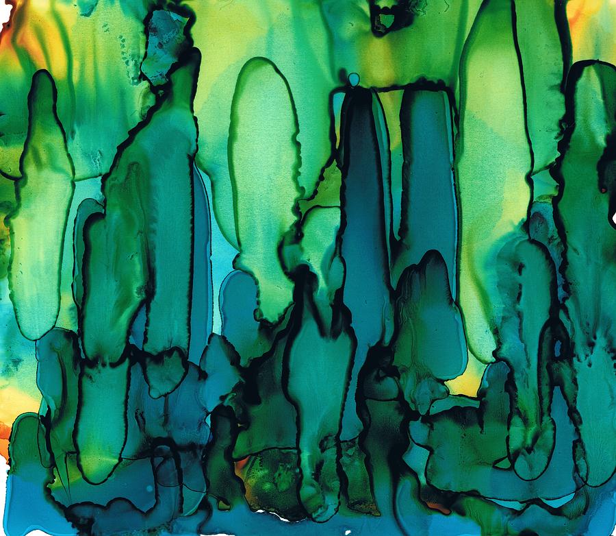 900x782 Mysterious Forest Painting By Christine Crawford - Forest Painting Abstract