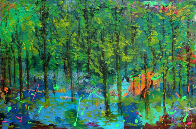 770x507 Saatchi Art Abstract Forest Painting By Mk Anisko - Forest Painting Abstract