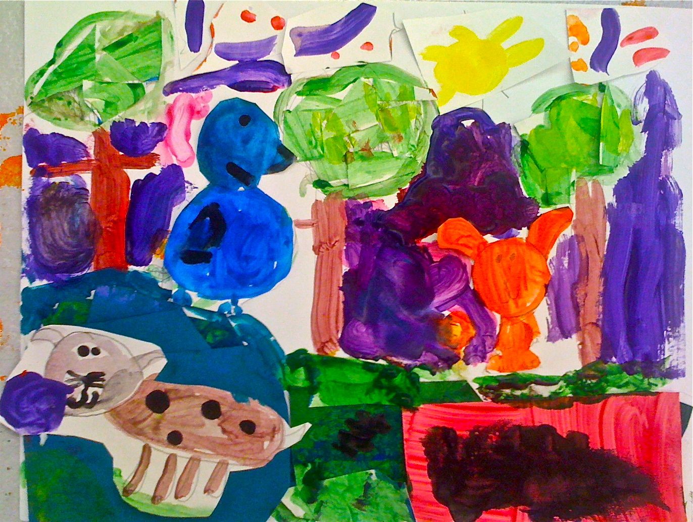 1372x1035 Kids Art Market Collage Painting With Roy De Forest - Forest Painting For Kids