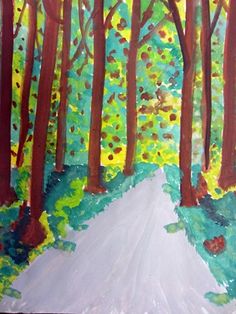 236x314 One Point Perspective - Forest Painting For Kids