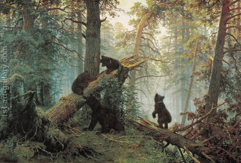 1000x678 Morning In The Pine Tree Forest Ivan Shishkin Reproduction 1st - Forest Painting Images