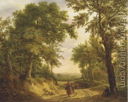 512x409 On A Forest Path In Summer Maximilien Lambert Gelissen - Forest Path Painting