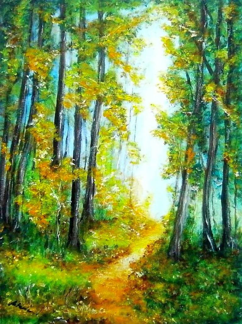 770x1031 Saatchi Art Forest Path Painting By Emilia - Forest Path Painting