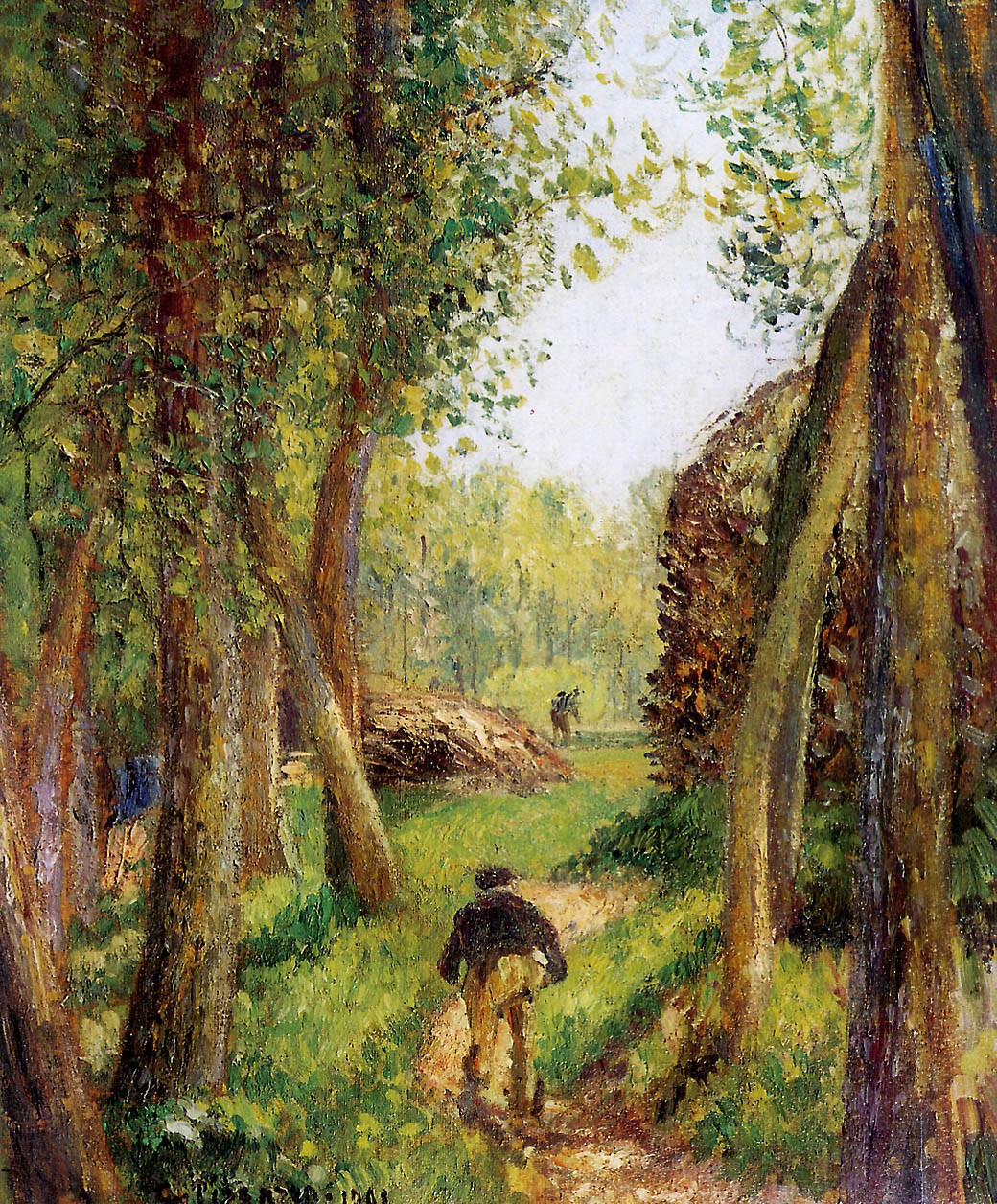 1040x1256 Forest Scene With Two Figures Painting Camille Pissarro Oil - Forest Scene Painting