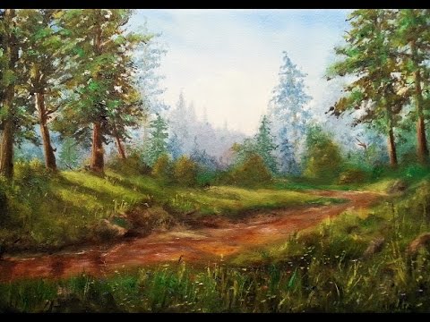 480x360 Painting A Beautiful Miniature Forest Scene In Oils - Forest Scene Painting