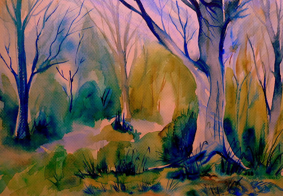 900x625 Forest Scene Painting By Carole Spandau - Forest Scene Painting