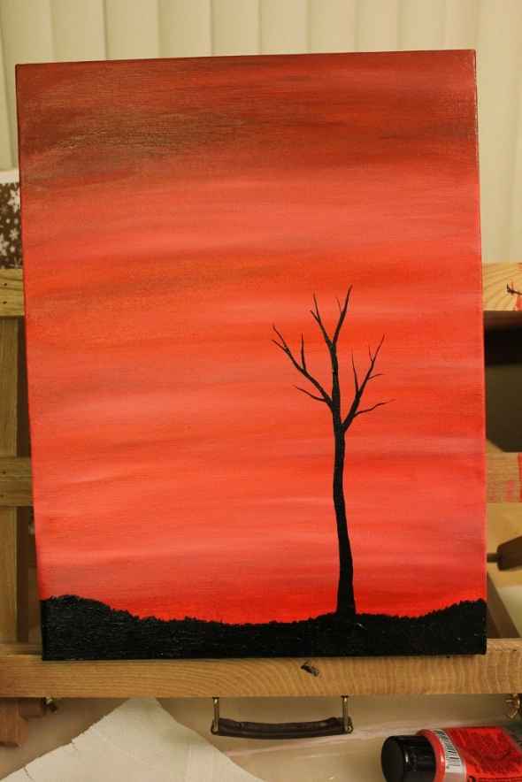 590x884 How To Create Tree Silhouette Paintings Using Acrylics - Forest Silhouette Painting