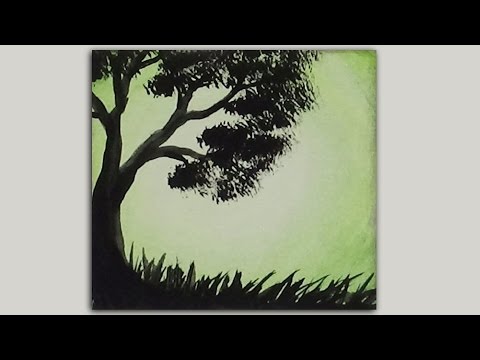 480x360 Mini Acrylic Painting - Forest Silhouette Painting
