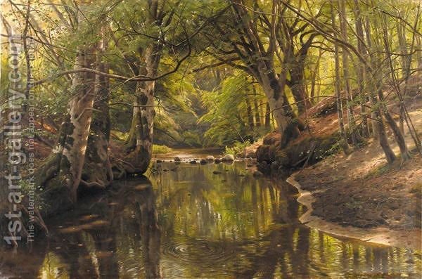 600x397 Forest Stream Peder Monsted Reproduction 1st Art Gallery - Forest Stream Painting