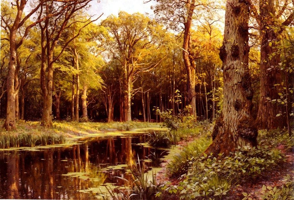1000x682 Peder Mork Monsted A Forest Stream 50% Off - Forest Stream Painting