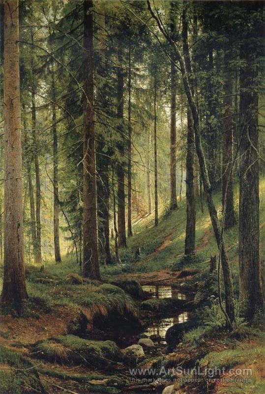539x800 Stream By A Forest Slope. 1880 - Forest Stream Painting