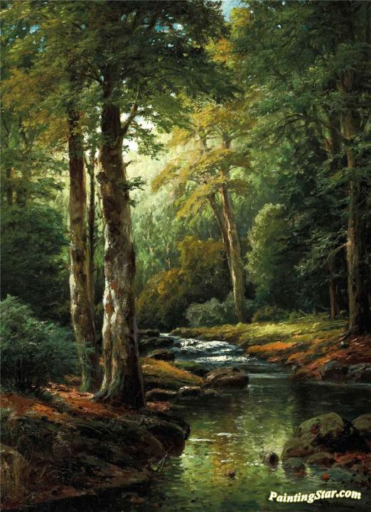 522x720 The Forest Stream Artwork By Adolf Kaufmann Oil Painting Amp Art - Forest Stream Painting