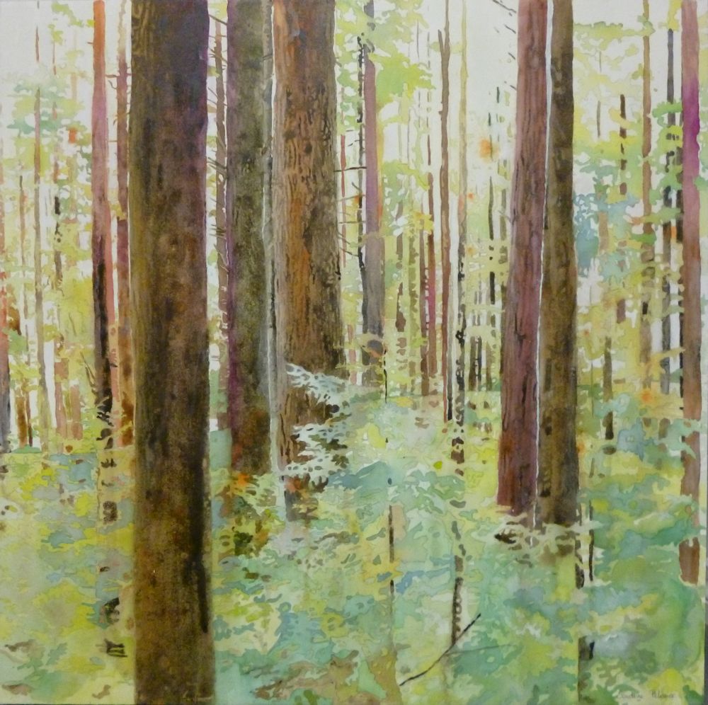 1000x996 Painting A Forest With Watercolors And Mixed Media - Forest Trees Painting