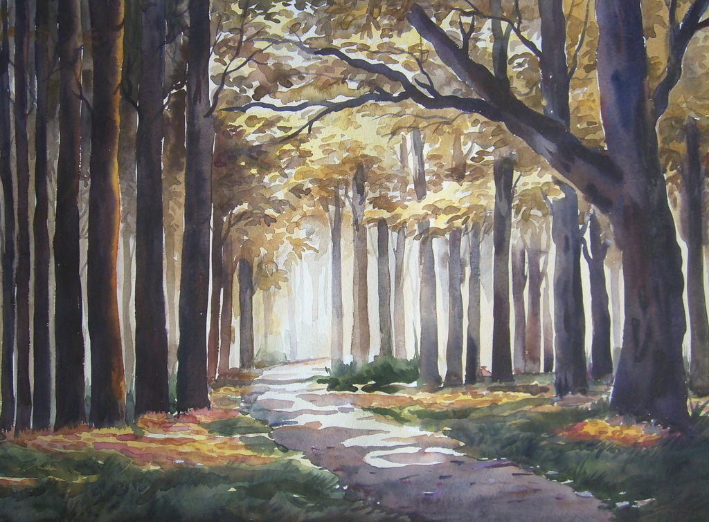 1024x755 Mysterious Dense Forest Samiran Sarkar - Forest Watercolor Painting