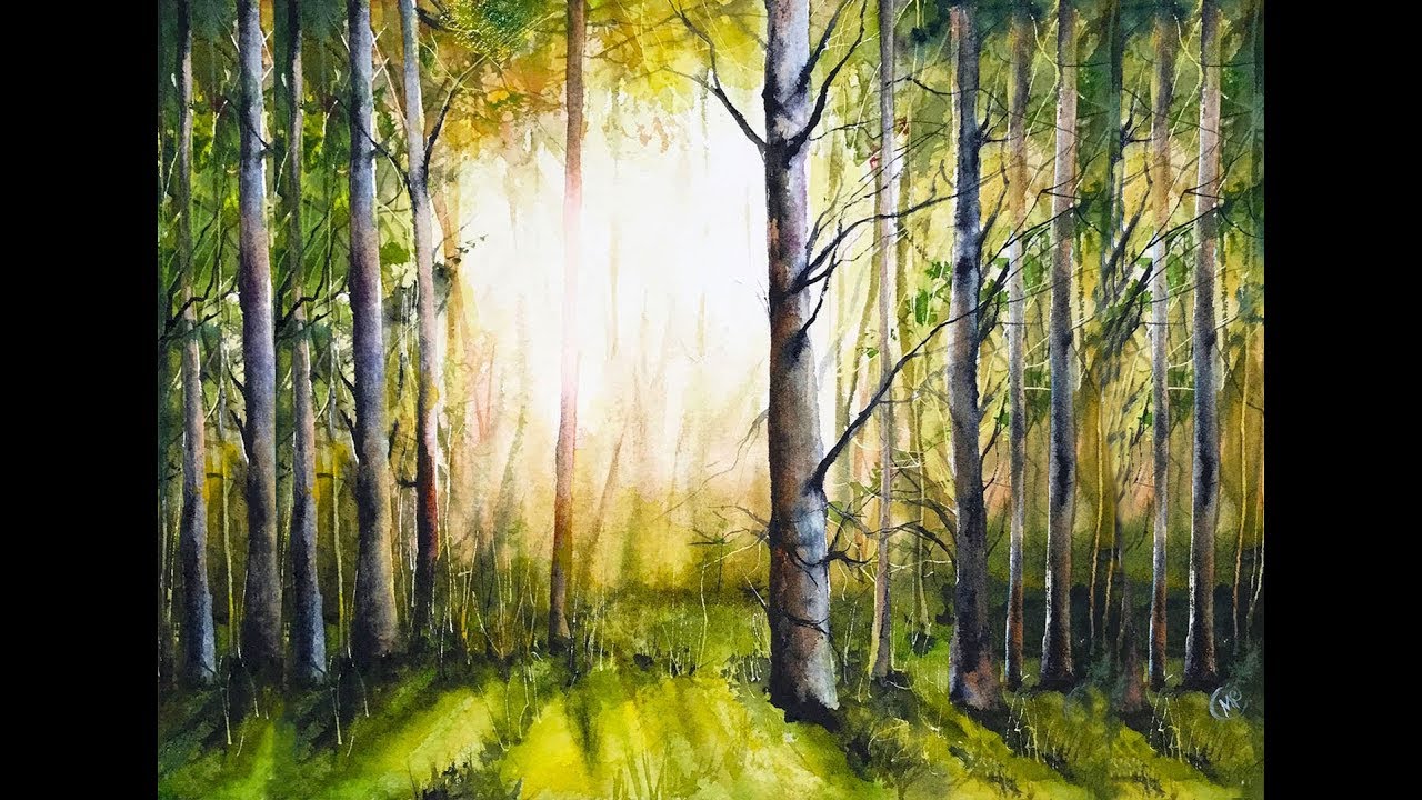 1280x720 Forest Painting Watercolor Tutorial - Forest Watercolor Painting
