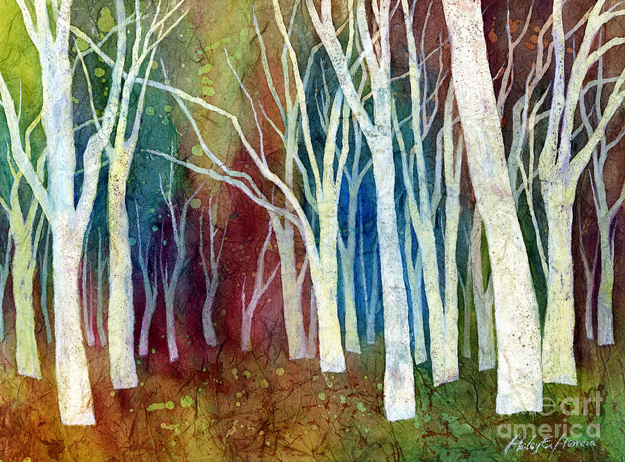 900x665 White Forest I Painting By Hailey E Herrera - Forest Watercolor Painting