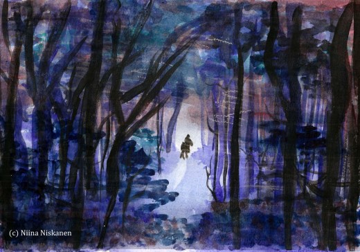 520x364 How To Paint A Rider In The Forest A Watercolor Tutorial Feltmagnet - Forest Watercolor Painting