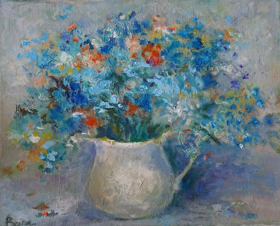 900x728 Forget Me Not Flower Painting By Natalia Bardi - Forget Me Not Flower Painting
