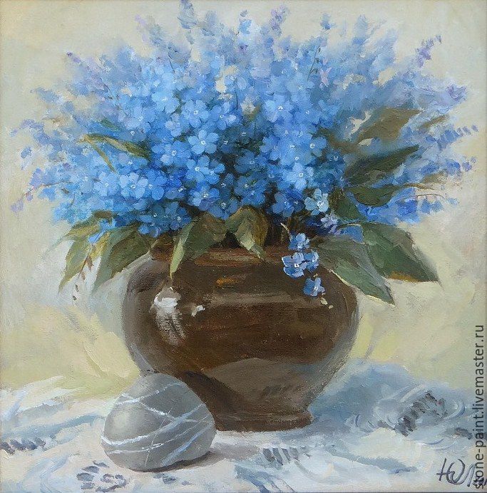 683x692 Forget Me Not Author Oil Painting Canvas Shopline - Forget Me Not Painting