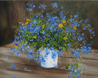 340x270 Flowers Painting Forget Me Not Blue Painting Floral Art - Forget Me Not Painting